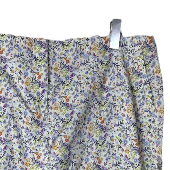 J. Jill Skirt Cream Blue Multi Floral Live-in-Chino Casual Pockets Size 14 Plus - Picture 7 of 12